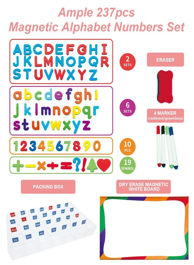 HELLOCUBE Classroom Magnetic Alphabet Letters - ABC 237 Pcs Letters Numbers & Pattern with Side Magnetic Board Foam for Kids Spelling | Learning - Image 2